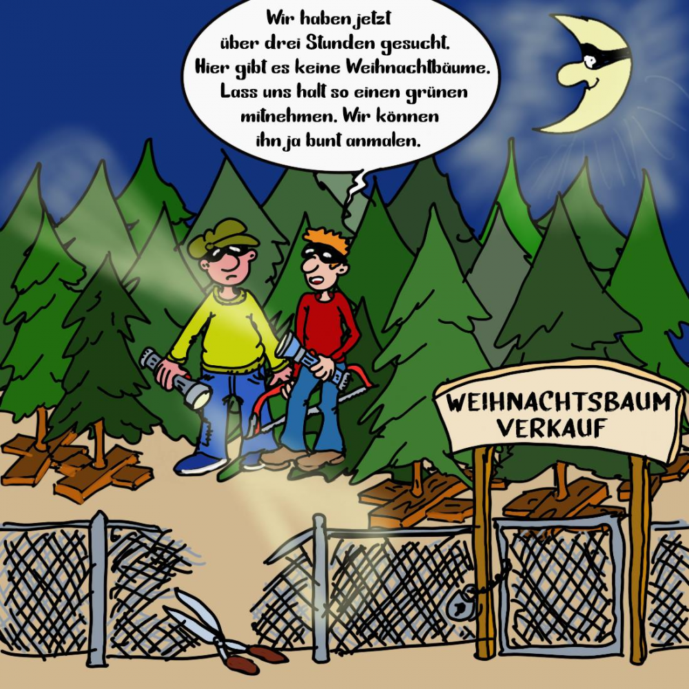 Cartoon: Upventskalender 2020  Wir klauen einen Weihnachtsbaum 1