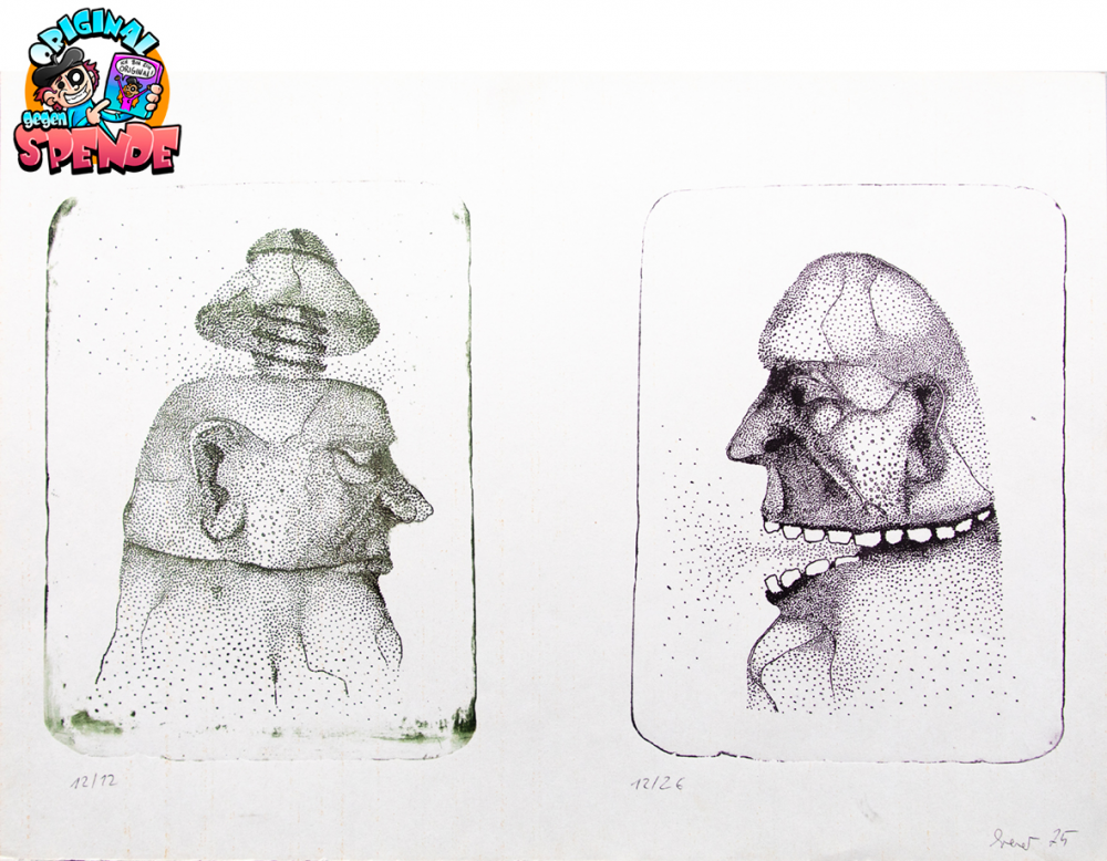 Concept Art / Character Design: Köpfe_grün-schwarz 1