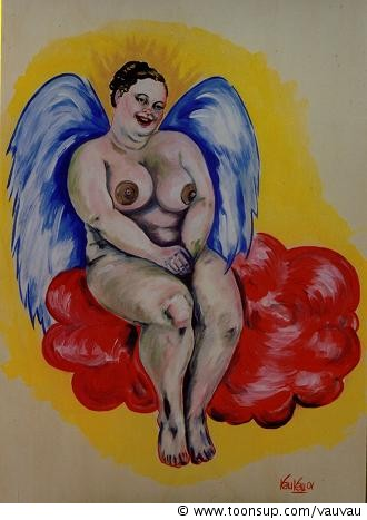 Illustration: Engel auf rosa Wolke 1
