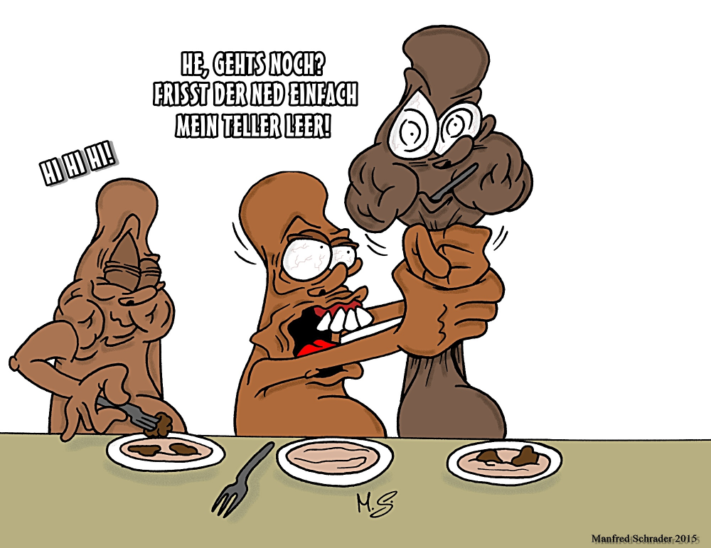 Cartoon: Teller leer Gefressen 1