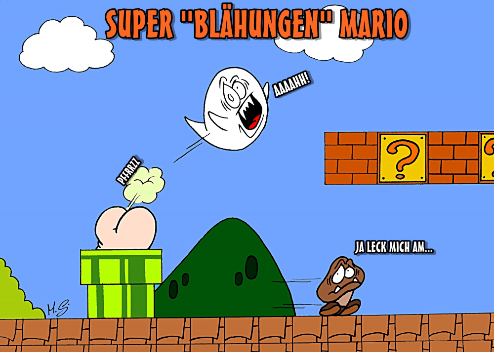 Cartoon: Super Blähungen Mario 1
