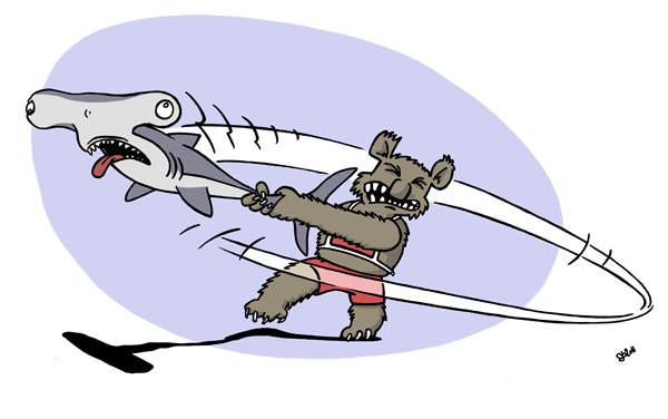 Illustration: Hammer(Hai)werfen 1