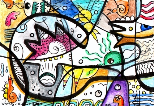 Illustration: buntes treiben 1
