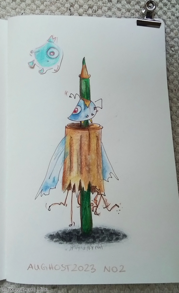 Illustration: die blassblaue holzombiene im aughost2023... 1