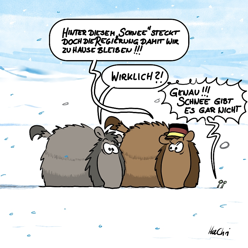 Cartoon: DieGrosseMammutSchneeVerschwoerungsMythe 1