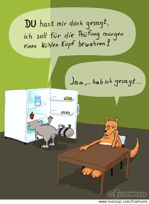 Cartoon: Prüfung morgen 1