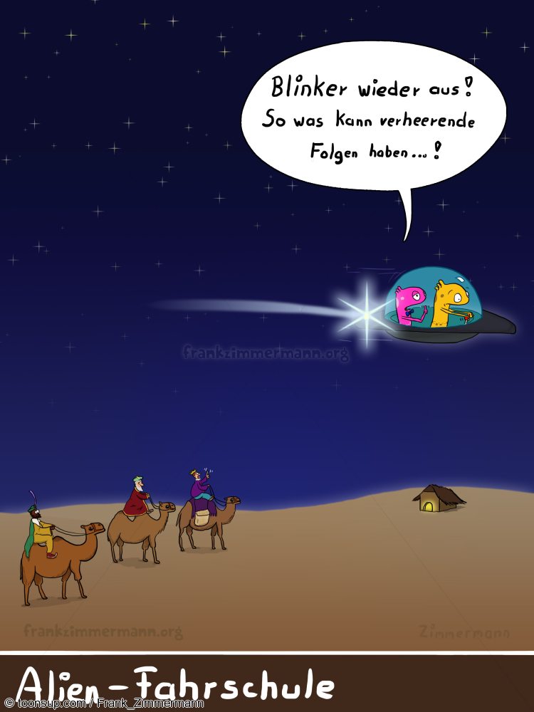 Cartoon: Fahrprüfung Alien Fahrschule 1