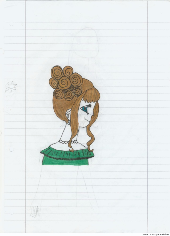 Illustration: Mädchen mit Hochsteck Frisur 1