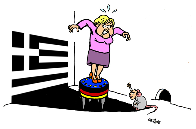 Cartoon: Tsipras in Germany 1