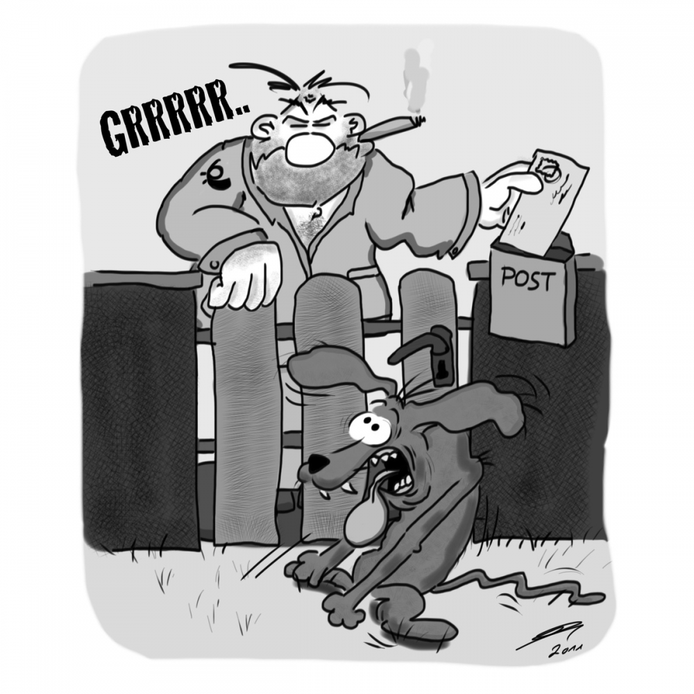 Cartoon: Vorsicht, bissiger Hund! 1