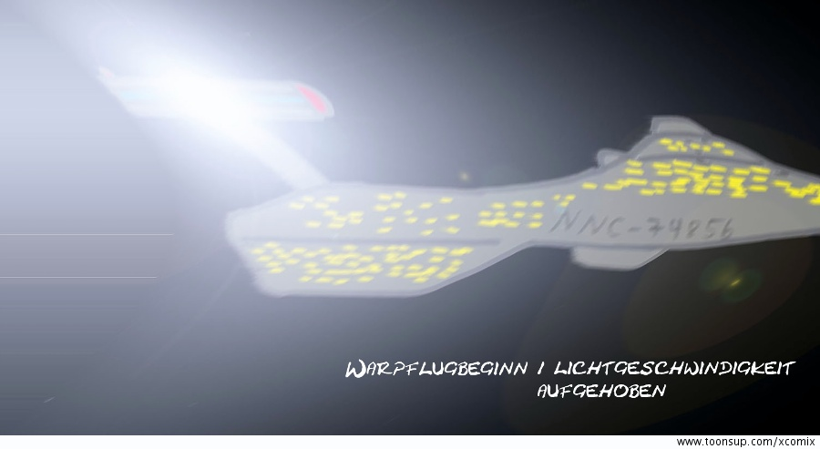 Illustration: Raumschiff im Warpflug 2