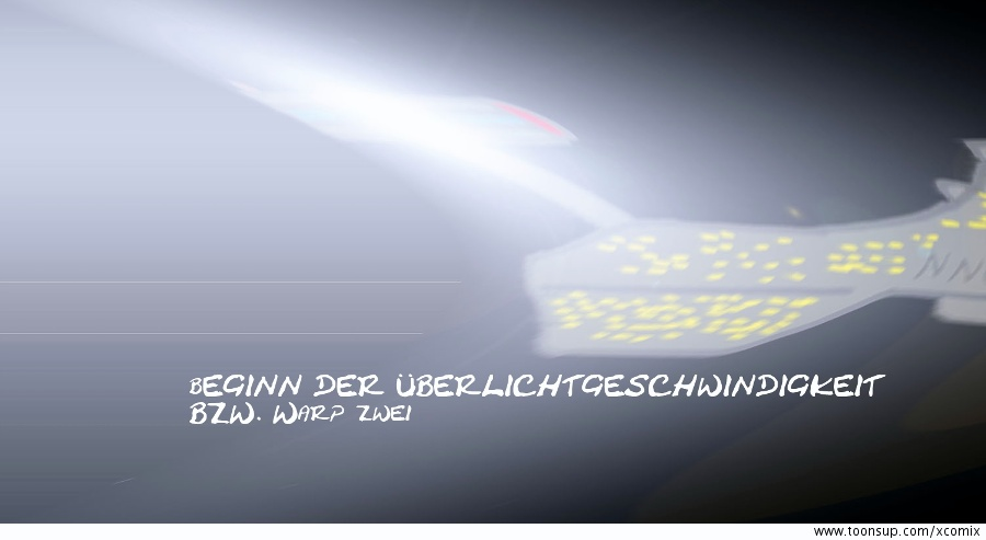 Illustration: Raumschiff im Warpflug 3