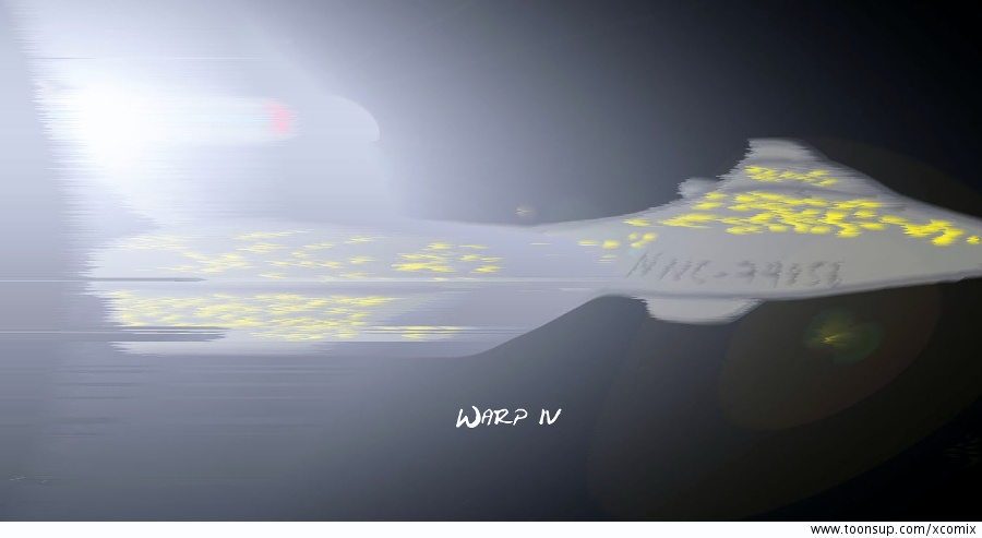 Illustration: Raumschiff im Warpflug 5