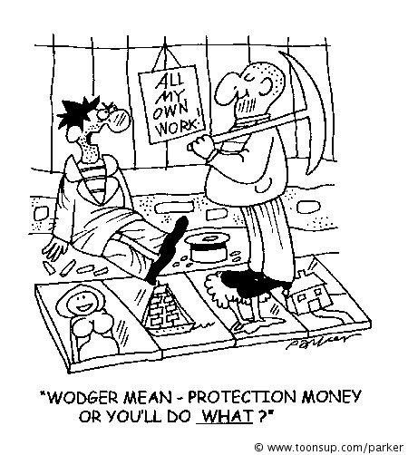Cartoon: Protection money or else! 1