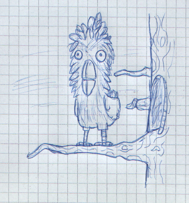 Illustration: Tintenfisch und Vogel (Ohne Farbe) 1