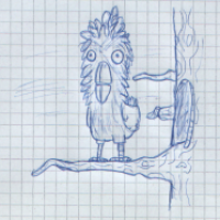 Tintenfisch und Vogel (Ohne Farbe)