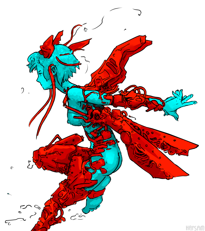 Illustration: Cyan und ein bisschen Orange 1