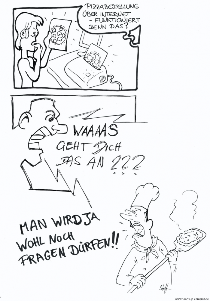 Cartoon: Pizzabestellung über Internet 1