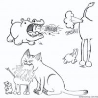 Nilpferd, Giraffe und Katze