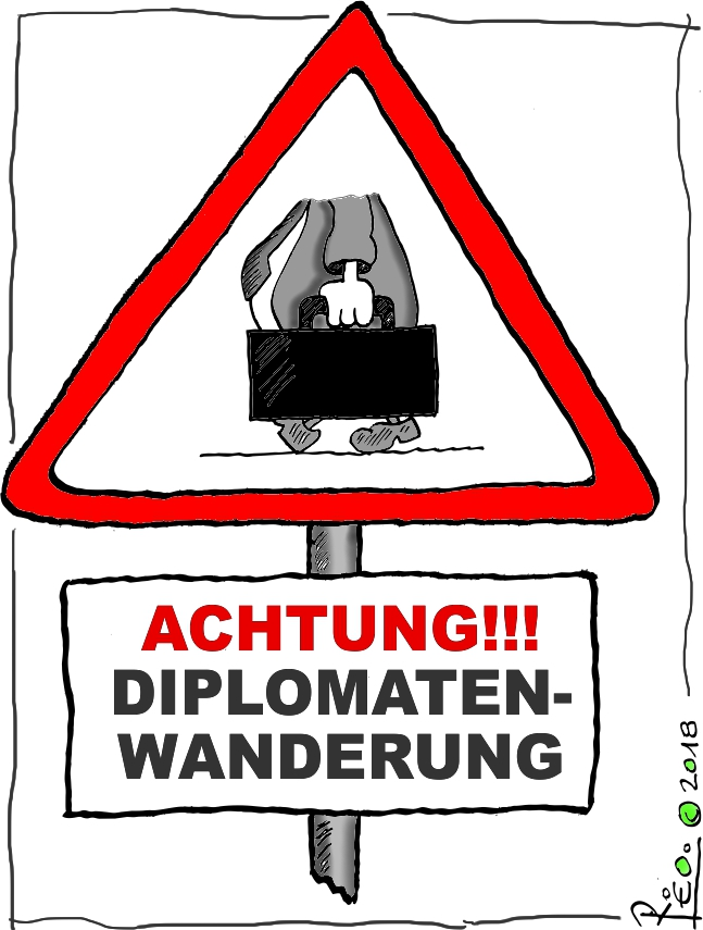 Cartoon: Diplomatenwanderung 1