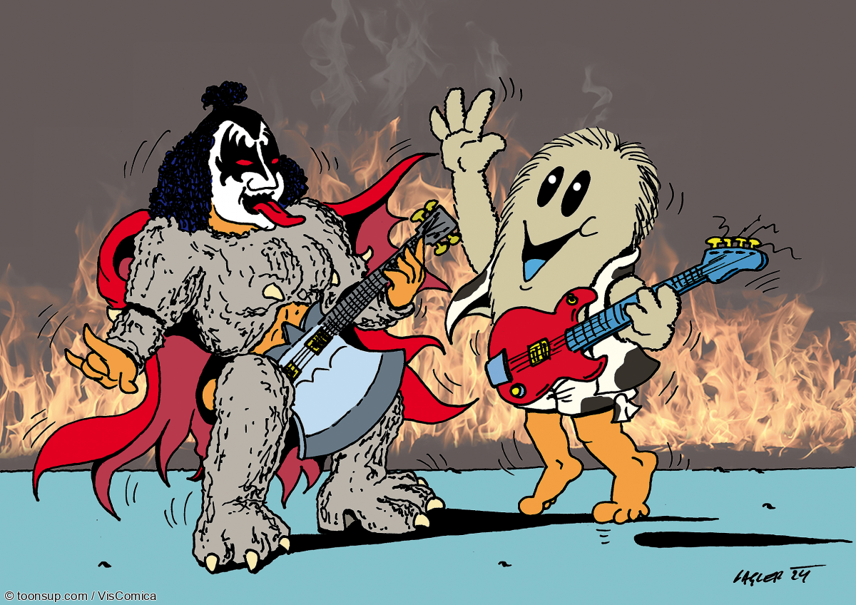 Karrikatur: Hard Rock vs. Schlagermusik 1