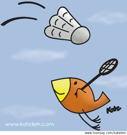 Cartoon: Badminton Spatz 1
