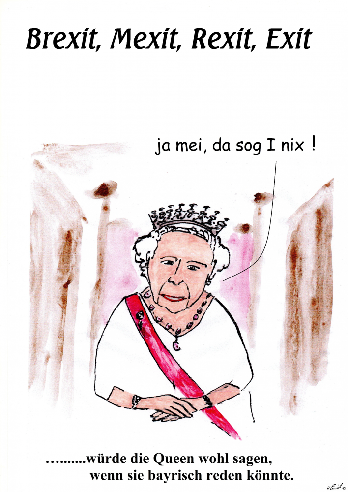 Karrikatur: Wenn die Queen bayrisch reden könnte 1