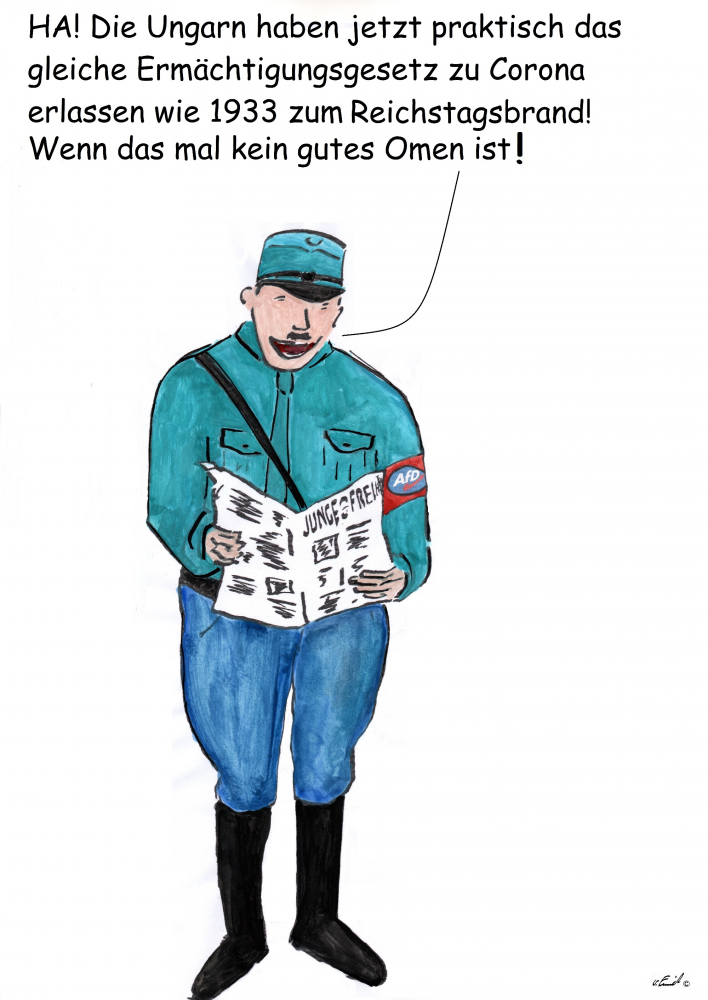 Caricature: Corona Ermächtigungsgesetz 1