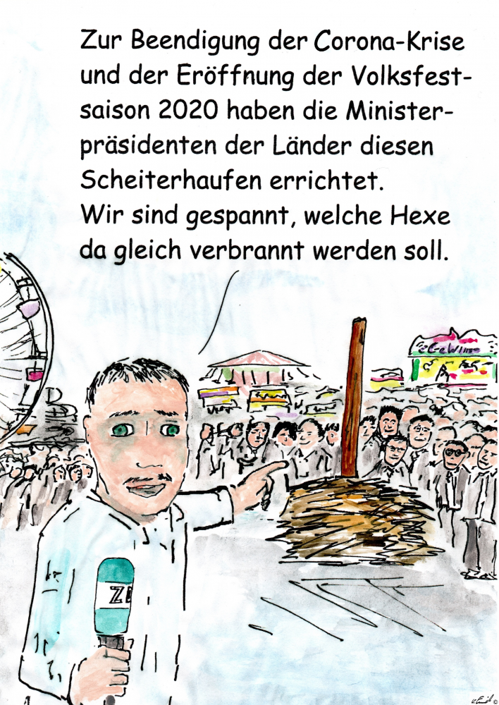 Caricature: Die Beendigung der Corona Kriese 1