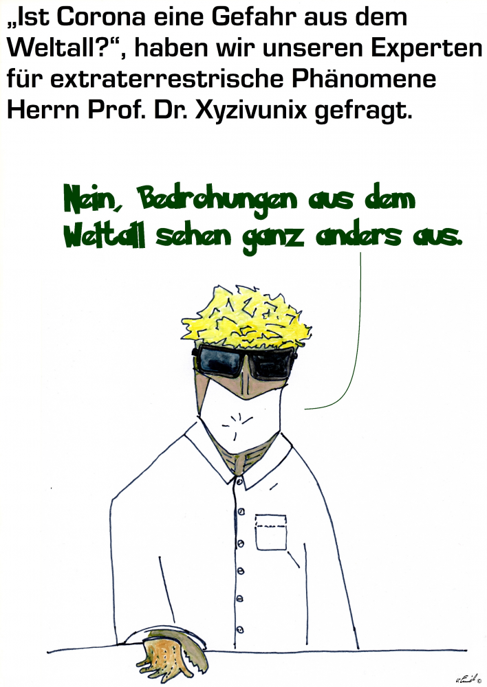Karrikatur: Coronaverschwörung 1