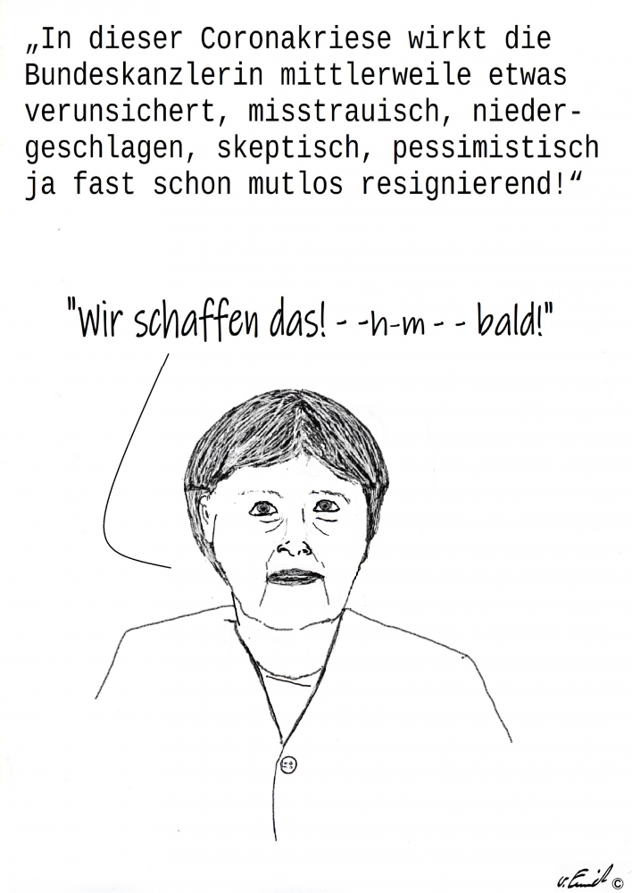 Karrikatur: Die Kanzlerin bangt 1