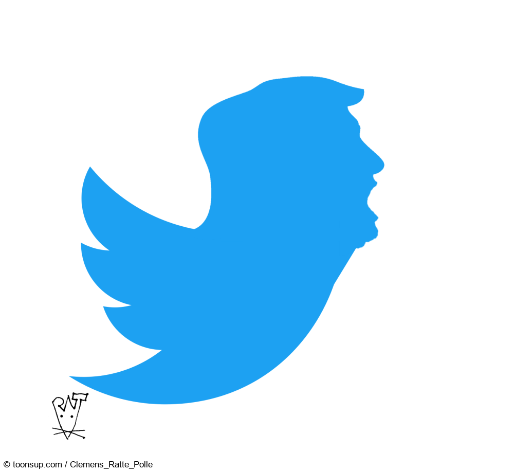 Caricature: Donald Trump X Twitter Tweets Terror USA President America Trumpeet 1