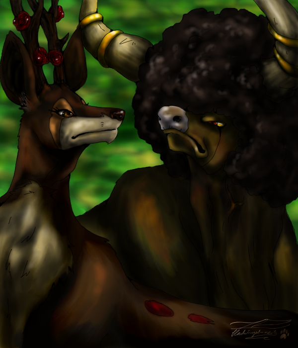 Illustration: von büffeln und hirschen~ 1