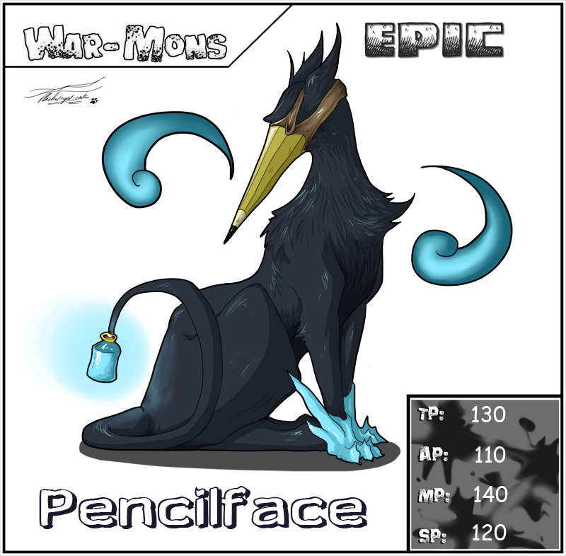 Concept Art / Character Design: War-Mon (pencilface) 1