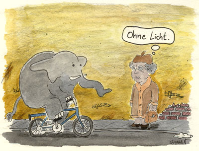 Cartoon: Fahrradfahren ohne Licht 1