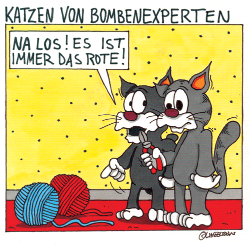 Cartoon: Katzen von Bombenexperten 1