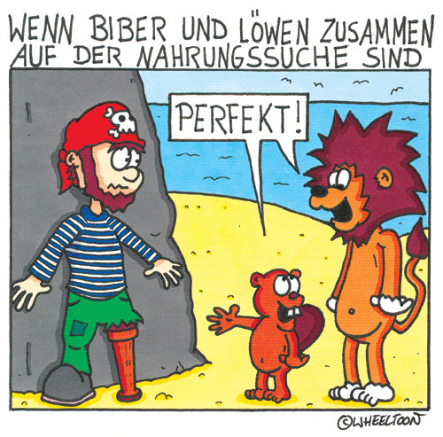Cartoon: Biber und Löwen auf der Nahrungssuche 1