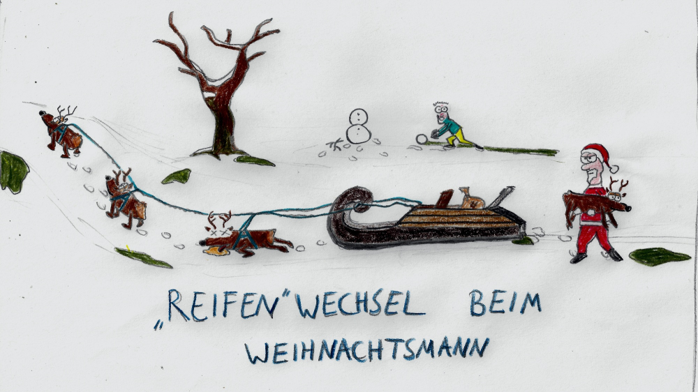 Caricature: Reifenwechsel 1