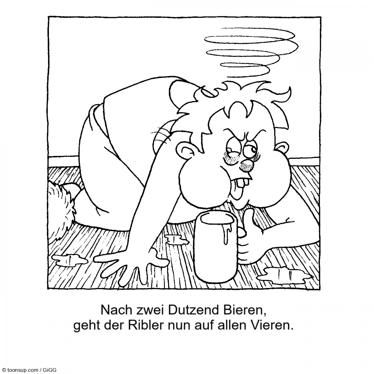 Cartoon: Rhy Ribler beim Feierabendbier 4