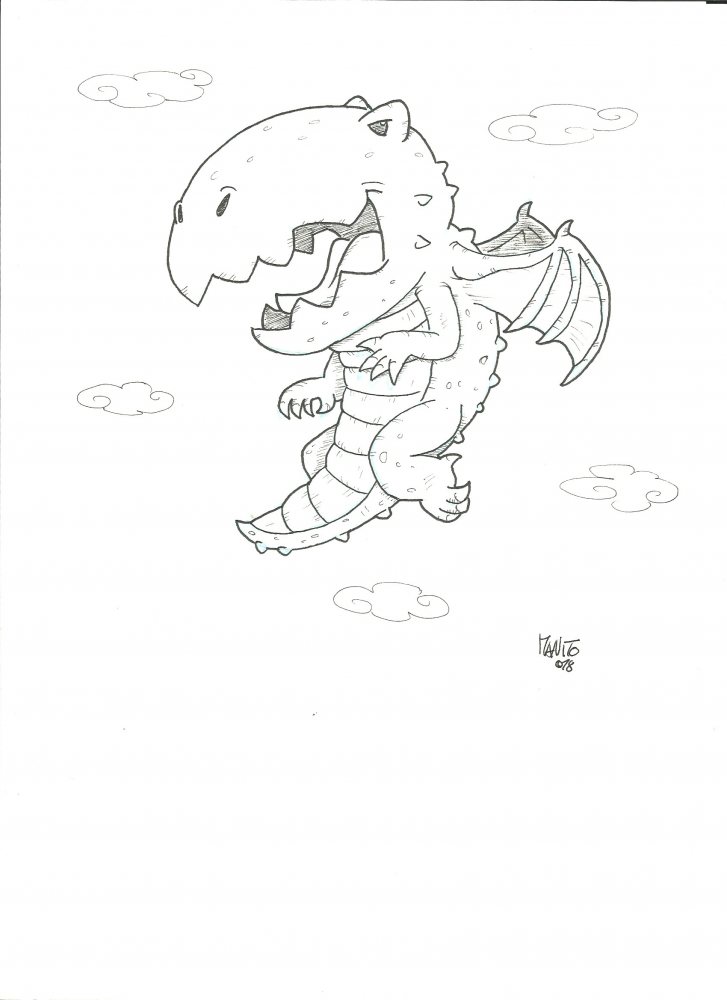 Illustration: Inktober 02.10.2018 Drache 1