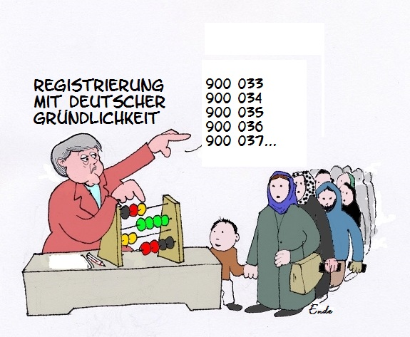 Cartoon: Flüchtlingsregistrierung 1