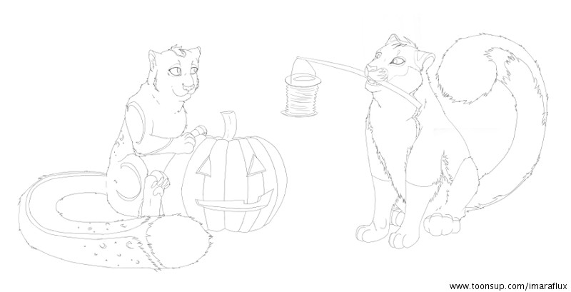 Illustration: Furry Halloweenparty WIP 1