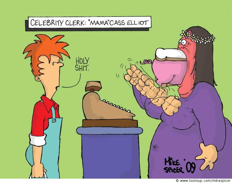 Cartoon: Celebrity Clerk: 'Mama' Cass Elliot 1