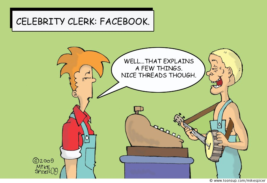 Cartoon: 'Celebrity Clerk : Facebook' 1
