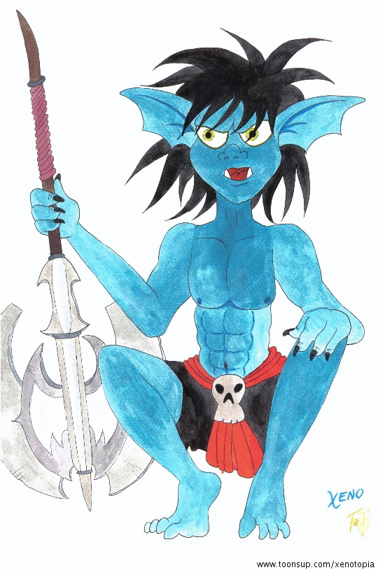 Concept Art / Character Design: Goblin mit Waffe 1