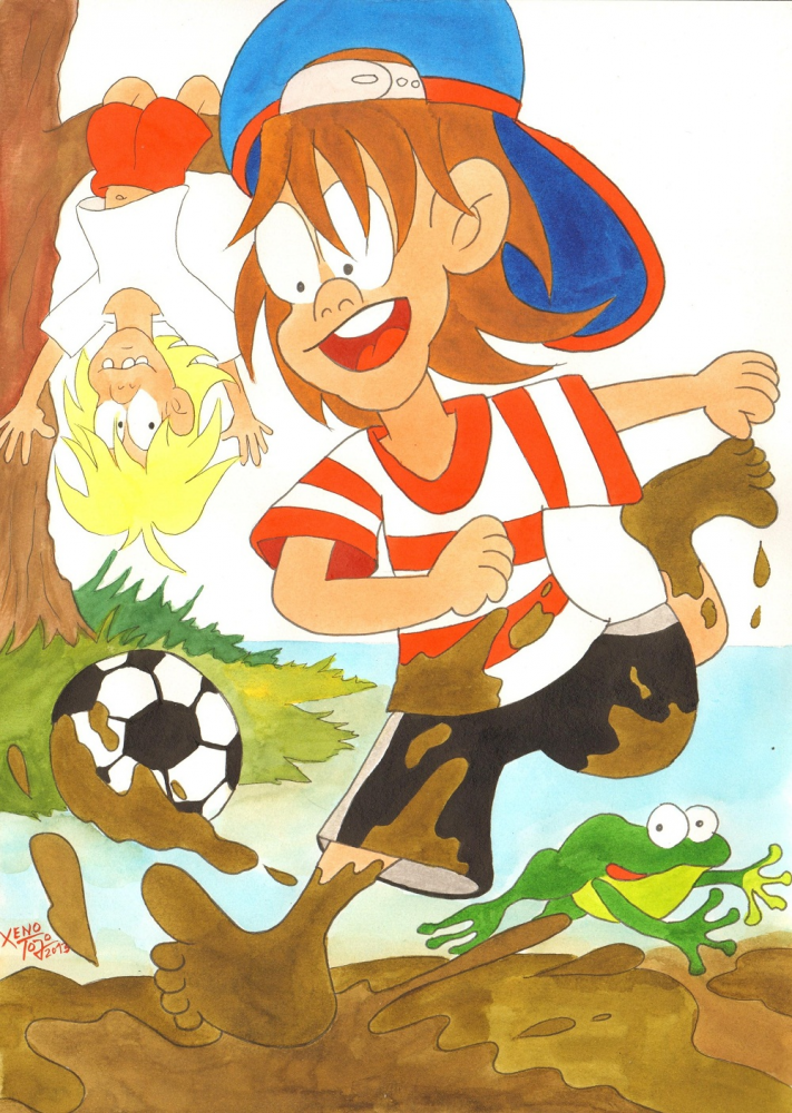 Illustration: Fußballspielen im Moddersumpf 1
