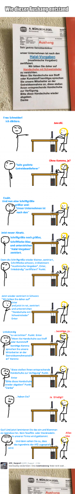 Cartoon: Entstehung eines Aushangs 1