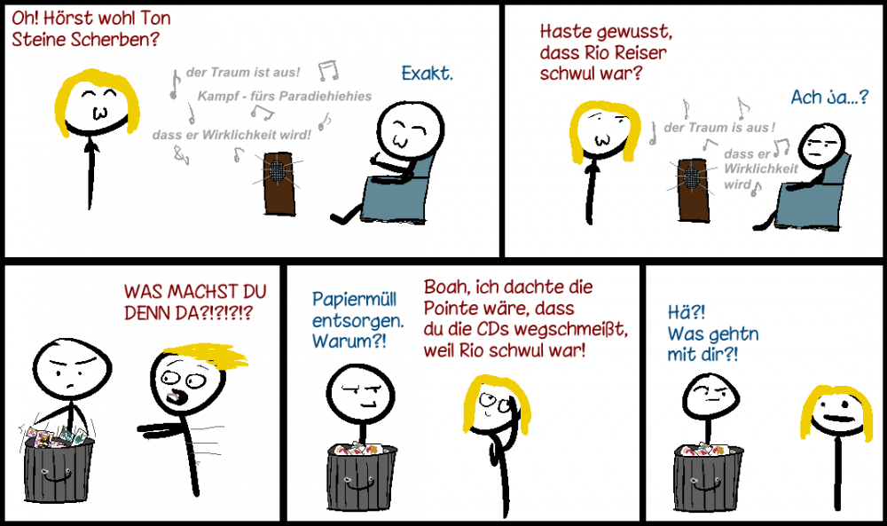 Comic: Ton Steine Scherben / Rio Reiser hören 1