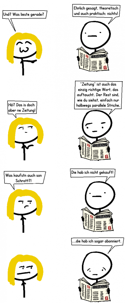 Comic: Zeitung ohne wirklichen Inhalt 1