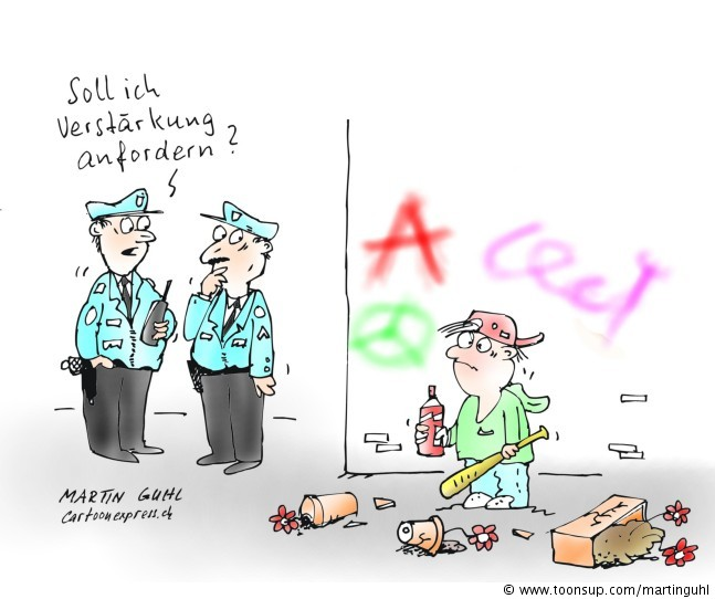 Cartoon: kinder polizei vandalen sprayer 1